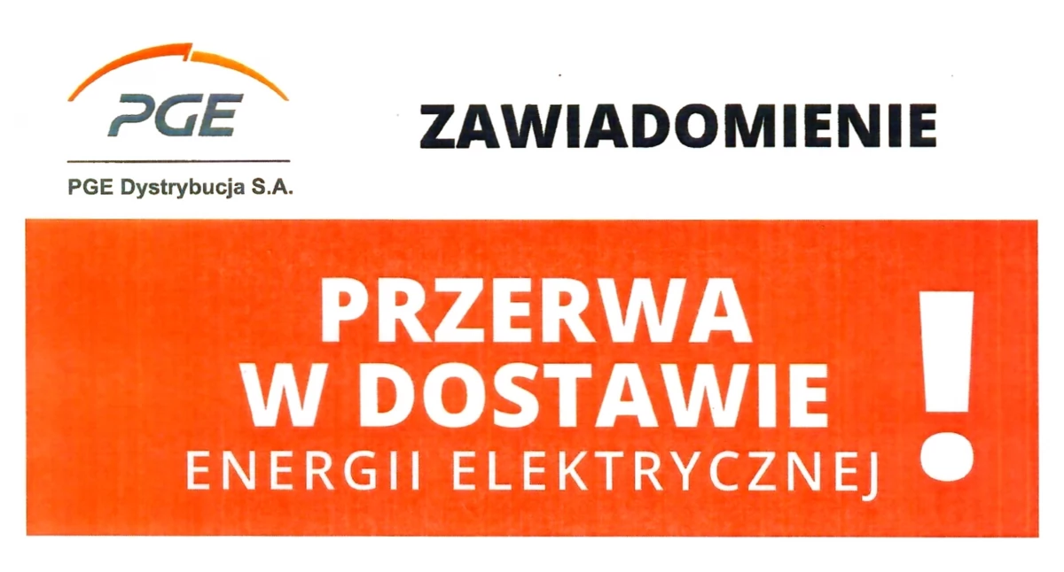 Zdjęcie zawiadomienia o przerwie w dostawie energii elektrycznej