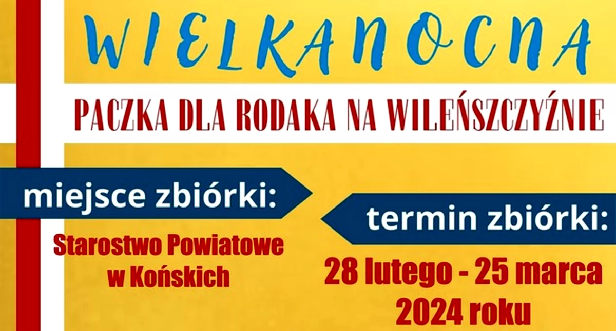 Zdjęcie plakatu akcji Wielkanocna paczka dla Rodaka na Wileńszczyźnie