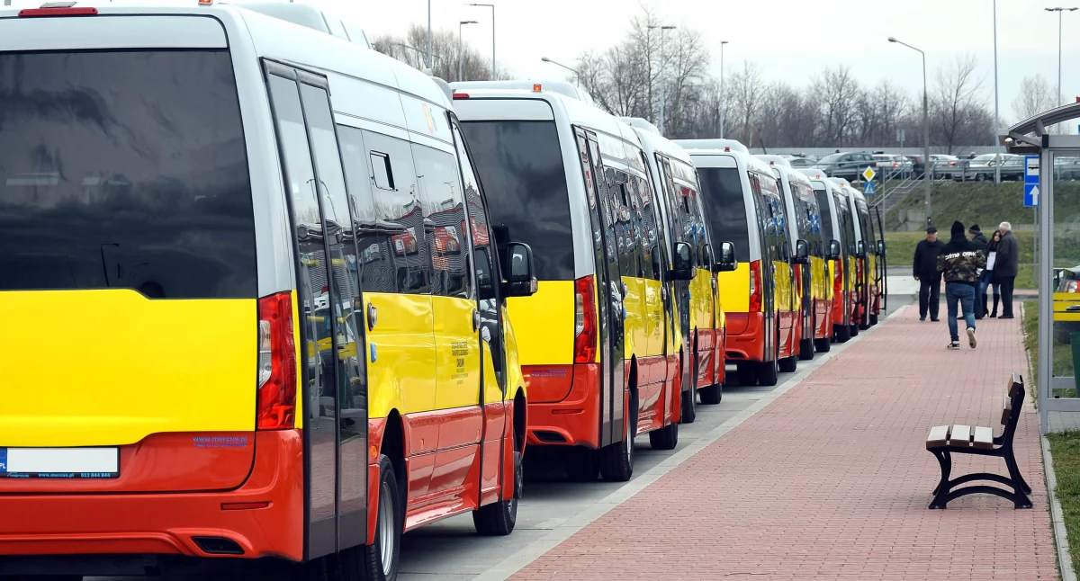 Zdjęcie busów w centrum przesiadkowym w Końskich