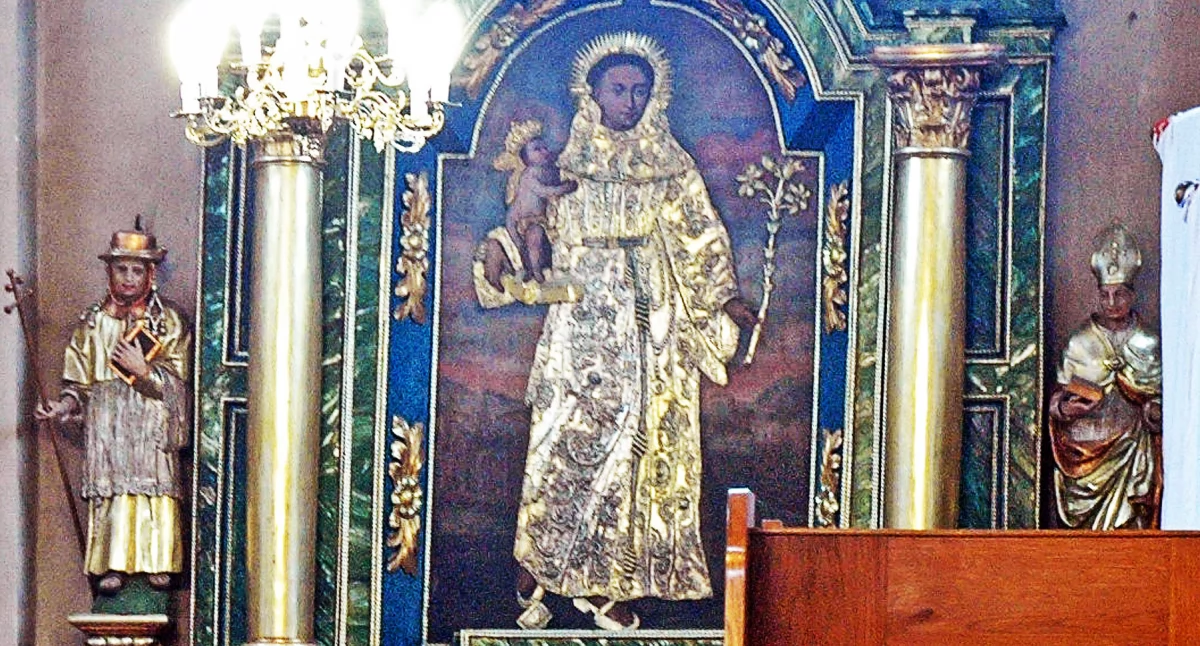 Zdjęcie obrazu św. Antoniego z kościoła w Nowym Kazanowie, który erównież jest w konserwacji