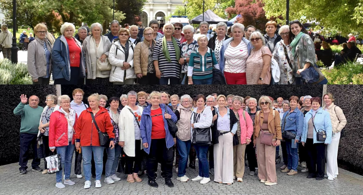 Zdjecie delegacji z gminy Gowarczów (u góry) i z gminy Smyków na Senioraliach w Busku-Zdroju