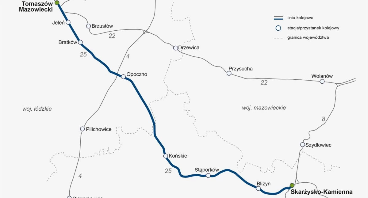 Zdjęcie planu modernizacji i elektryfikacji linii kolejowej nr 25. Fot. PLK SA