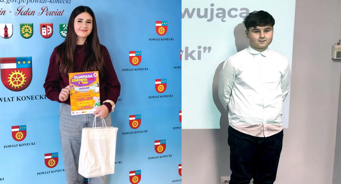 Zdjęcie Natalii Szustak i Michała Piwowarczyka z SP Wilczkowice