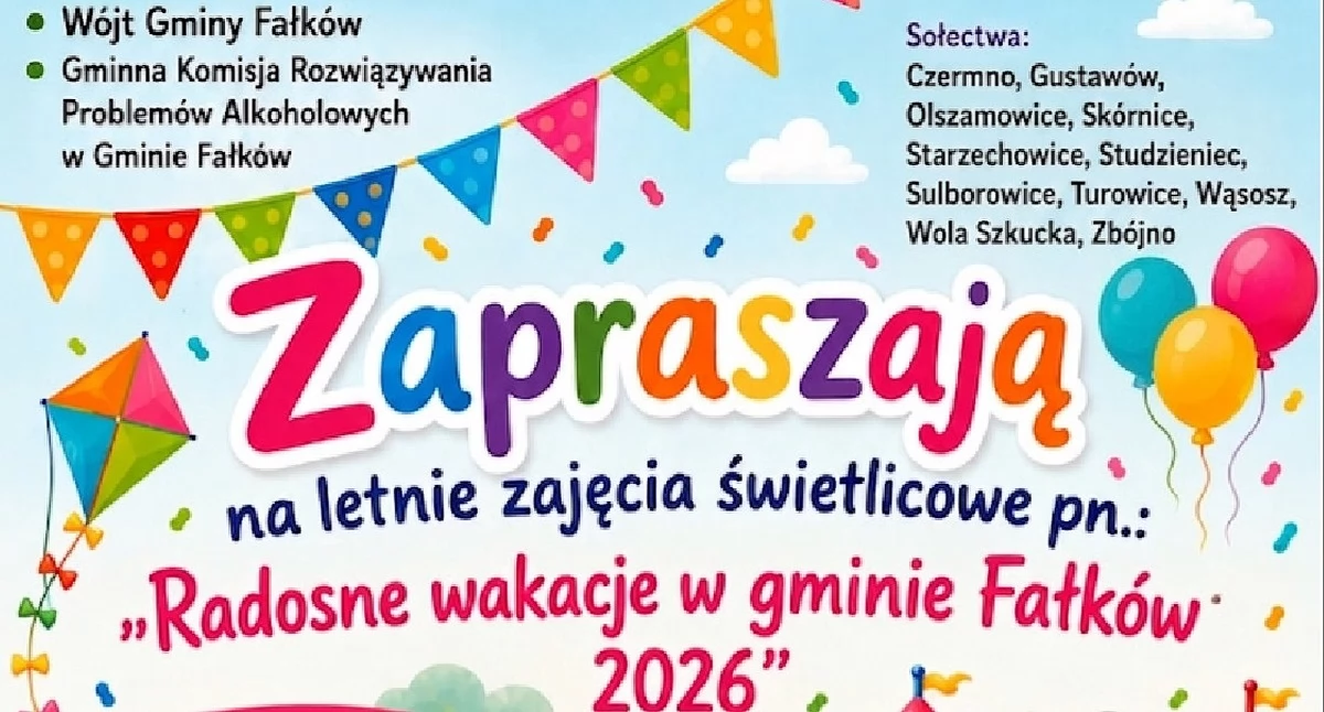 Zdjęcie plakatu zajęć wakacyjnych w gminie Fałków