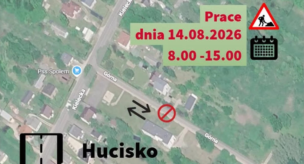 Utrudnienia drogowe , UWAGA KIEROWCY! Hucisku gminie Stąporków wystąpią utrudnienia ruchu drogowym - zdjęcie, fotografia