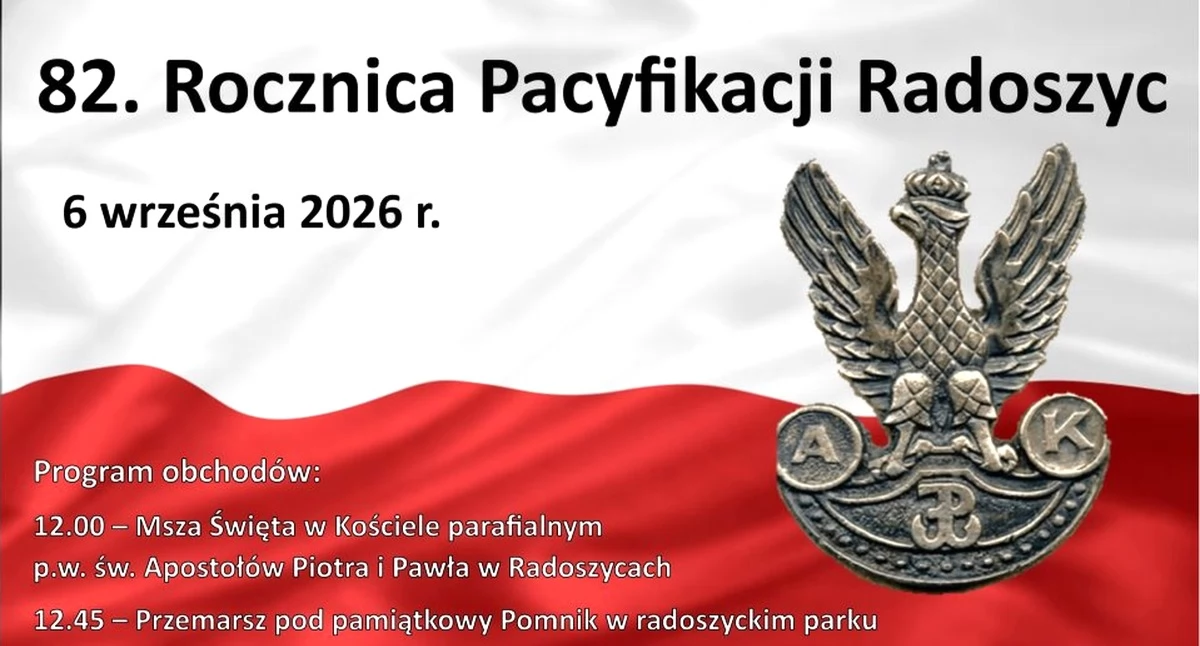 Zdjęcie plakatu uroczystości. Fot. Gmina Radoszyce