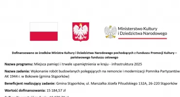  Remont i modernizacja Pomnika Partyzantów AK 1944 r. w Bokowie